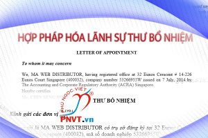 Hợp pháp hóa lãnh sự thư bổ nhiệm