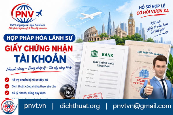 Hợp pháp hóa lãnh sự giấy chứng nhận tài khoản